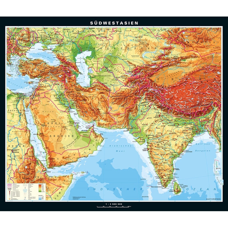 PONS Mappa Regionale Südwestasien physisch (205 x 172 cm)