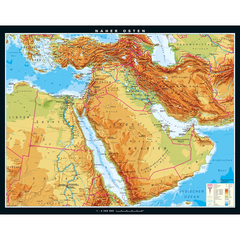 PONS Mappa Regionale Medio Oriente fisico (203 x 158 cm)