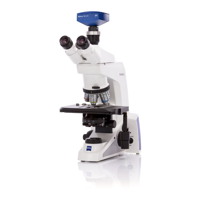 ZEISS Microscopio , Axiolab 5, trino, infinity, plan, 10x, 40x, 50x, 100x, 10x/22, Dl, LED, 10W, inkl Kameraadapter, Mikrobiologie