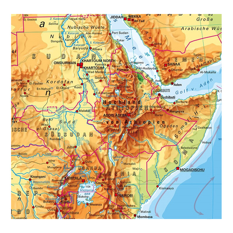 PONS Carta continentale Africa fisica (157 x 206 cm)