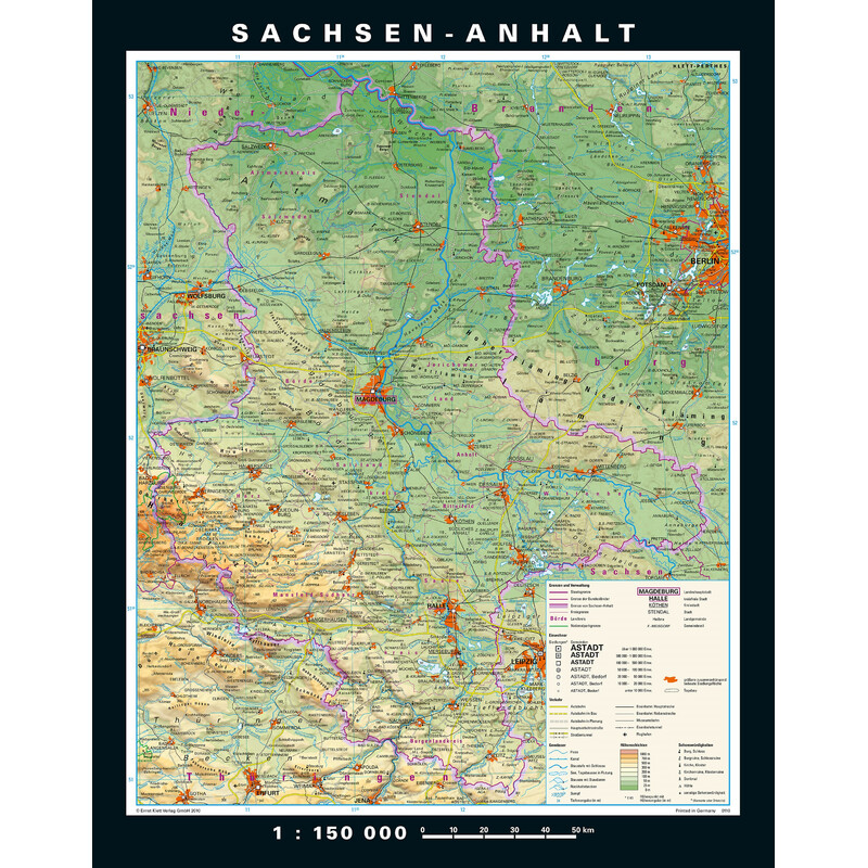 PONS Mappa Regionale Sachsen-Anhalt physisch/politisch (148 x 188 cm)