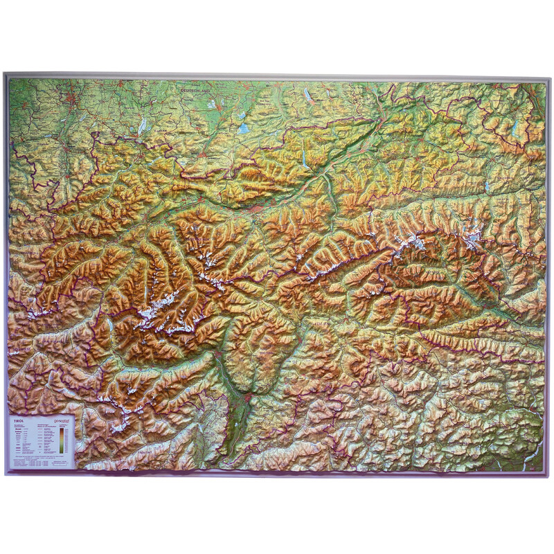 Georelief Mappa in rilievo 3D del Tirolo (77 x 57 cm)