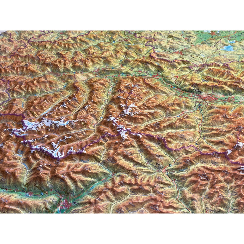 Georelief Mappa Regionale Tirol (77 x 57 cm) 3D Reliefkarte mit Alu-Rahmen