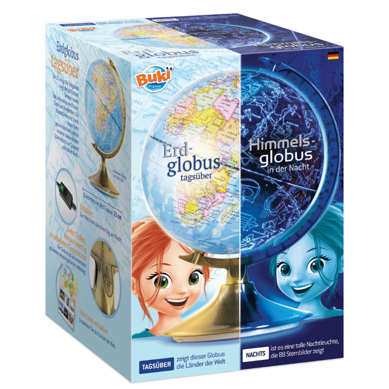 Buki Globo per Bambini Tag und Nacht Globus 21cm