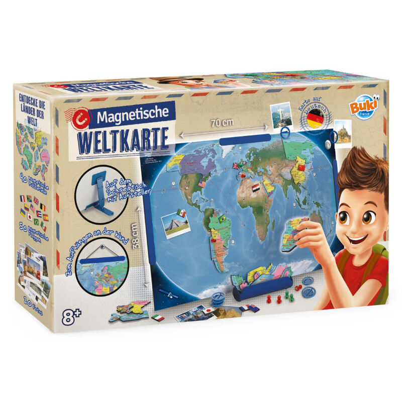 Buki Mappa per Bambini Magnetische Weltkarte (70x38cm)