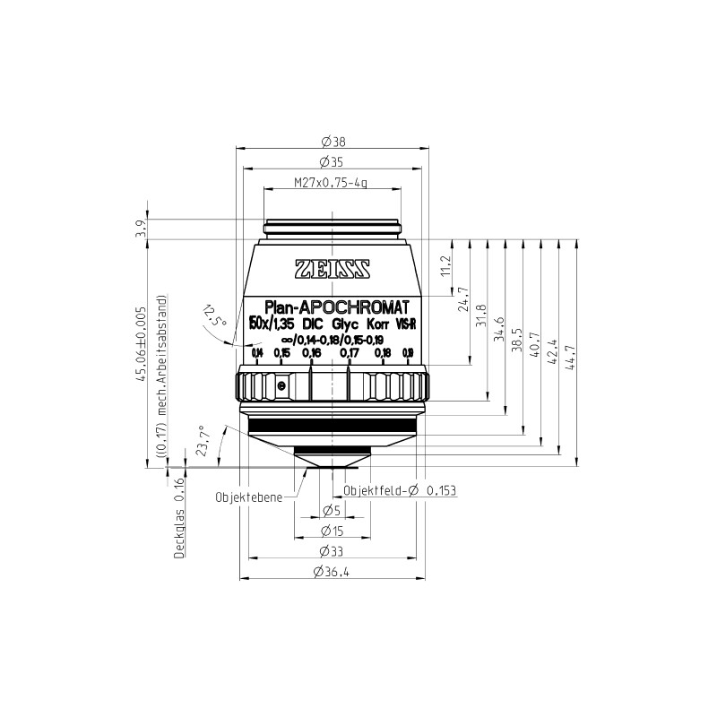 ZEISS Objektiv Plan-Apochromat, DIC 150x/1,35 Glyc Korr wd=0,17