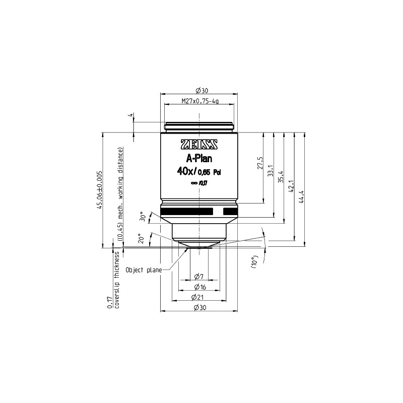 ZEISS Obiettivo Obiettivi A-Plan 40x/0,65 polo wd=0,45mm