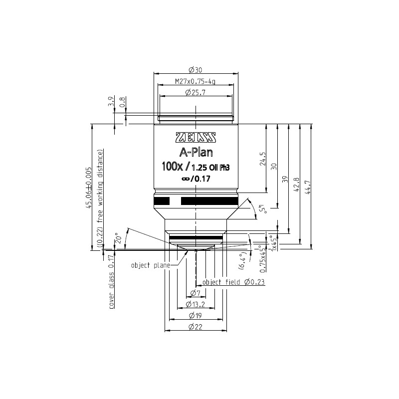 ZEISS Obiettivo A-Plan 100x/1,25 Oil Ph3 wd=0,22mm