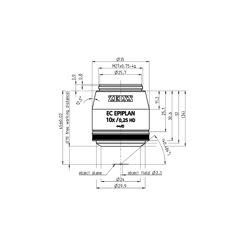 ZEISS Obiettivo EC Epiplan 10x/0,25 HD wd=11,0mm
