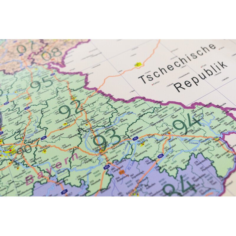 GeoMetro Mappa Deutschland politisch mit Postleitzahlen PLZ (84 x 114 cm)