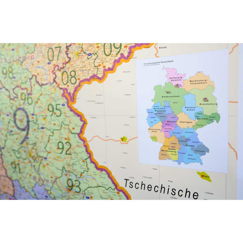 GeoMetro Mappa Deutschland politisch mit Postleitzahlen PLZ XL (100 x 140 cm)