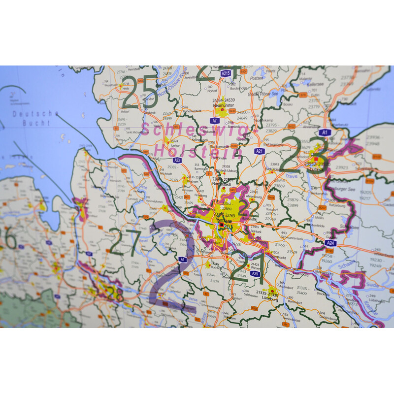 GeoMetro Mappa Deutschland politisch mit Postleitzahlen PLZ XL (100 x 140 cm)
