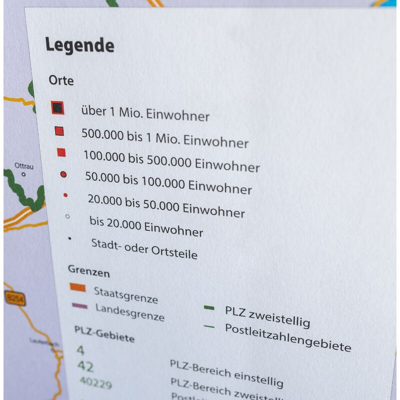 GeoMetro Mappa Regionale Nordrhein-Westfalen Postleitzahlen PLZ NRW (118 x 100 cm)