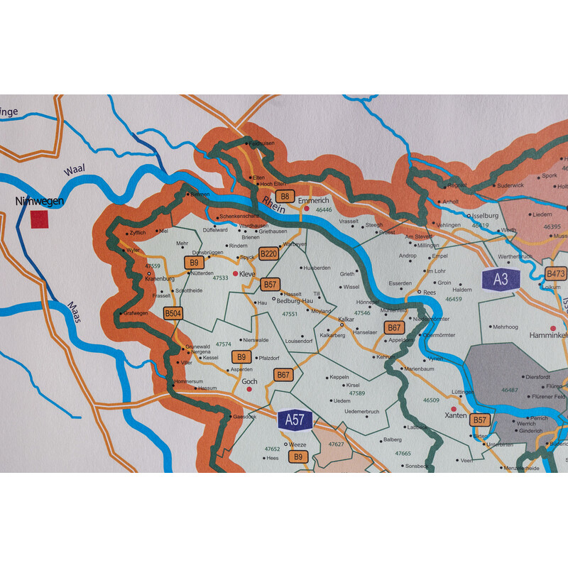 GeoMetro Mappa Regionale Nordrhein-Westfalen Postleitzahlen PLZ NRW (118 x 100 cm)