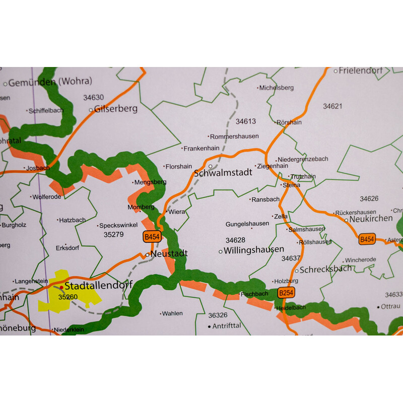 GeoMetro Mappa Regionale Hessen Postleitzahlen PLZ (100 x 140 cm)