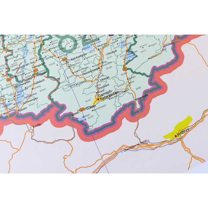 GeoMetro Mappa Regionale Bayern Postleitzahlen PLZ (100 x 140 cm)