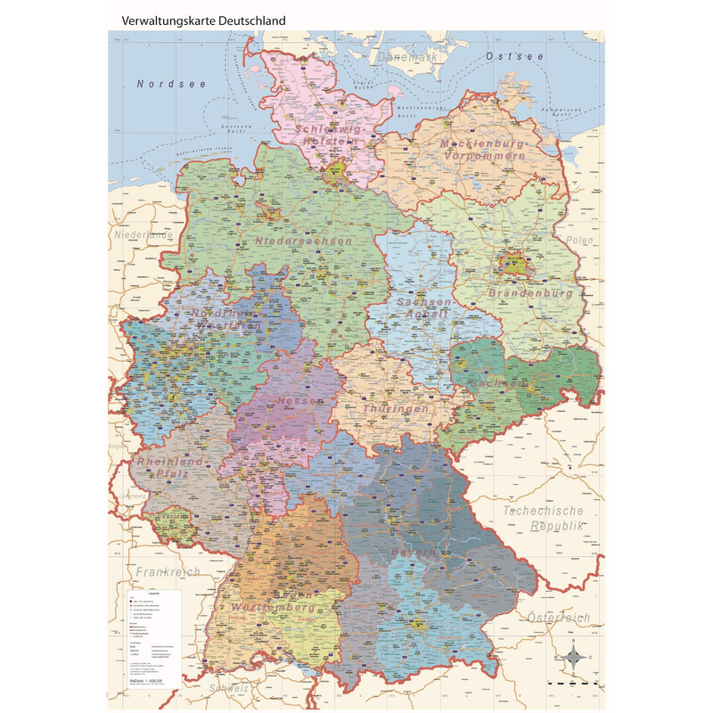 GeoMetro Mappa Verwaltungskarte Deutschland politisch (84 x 114 cm)