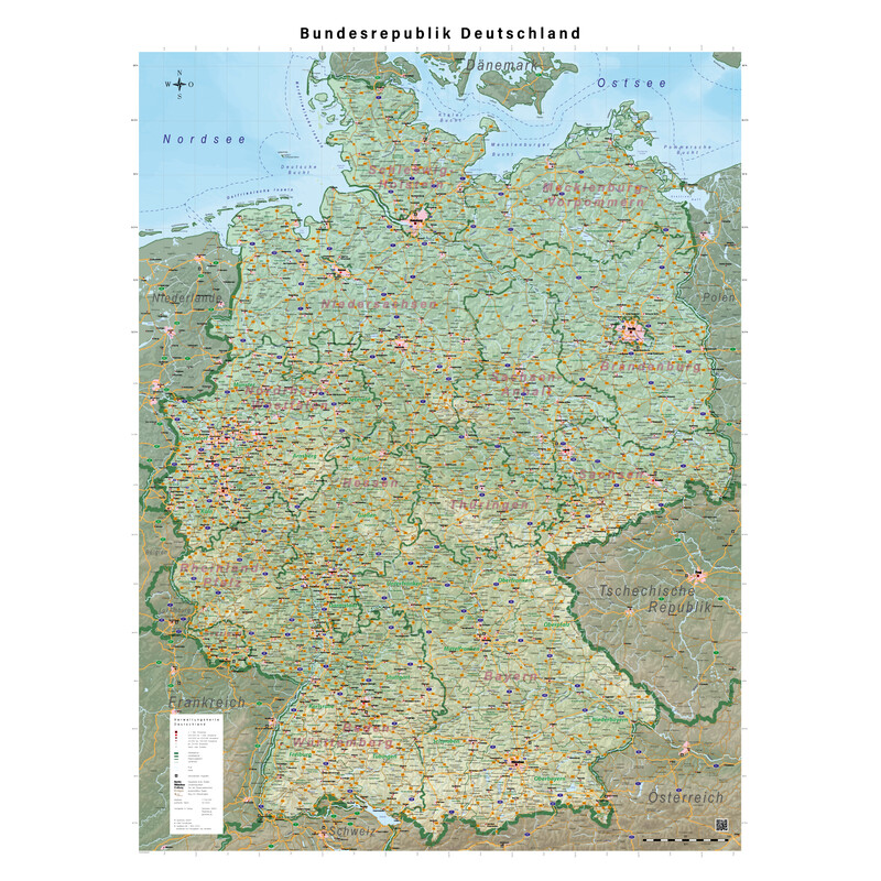 GeoMetro Mappa Deutschland physisch (100 x 140 cm)