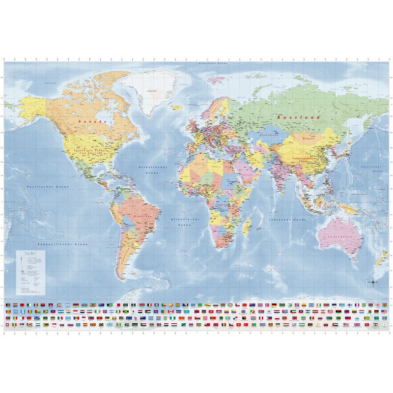 GeoMetro Mappa del Mondo politica (140 x 100 cm)