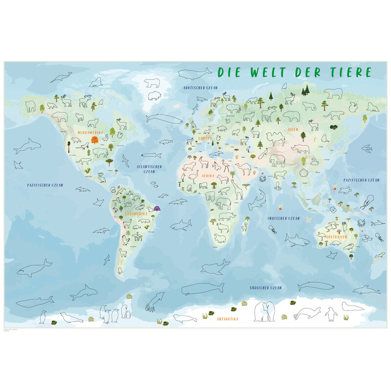 GeoMetro Mappa per Bambini Il mondo degli animali (84 x 60 cm)