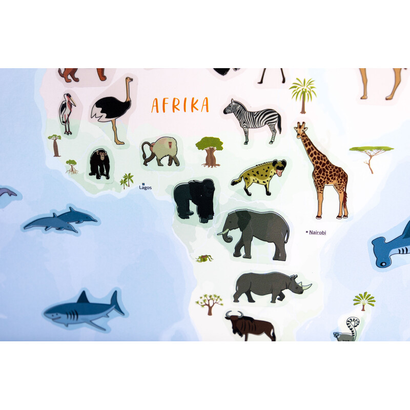 GeoMetro Mappa per Bambini Il mondo degli animali (84 x 60 cm)