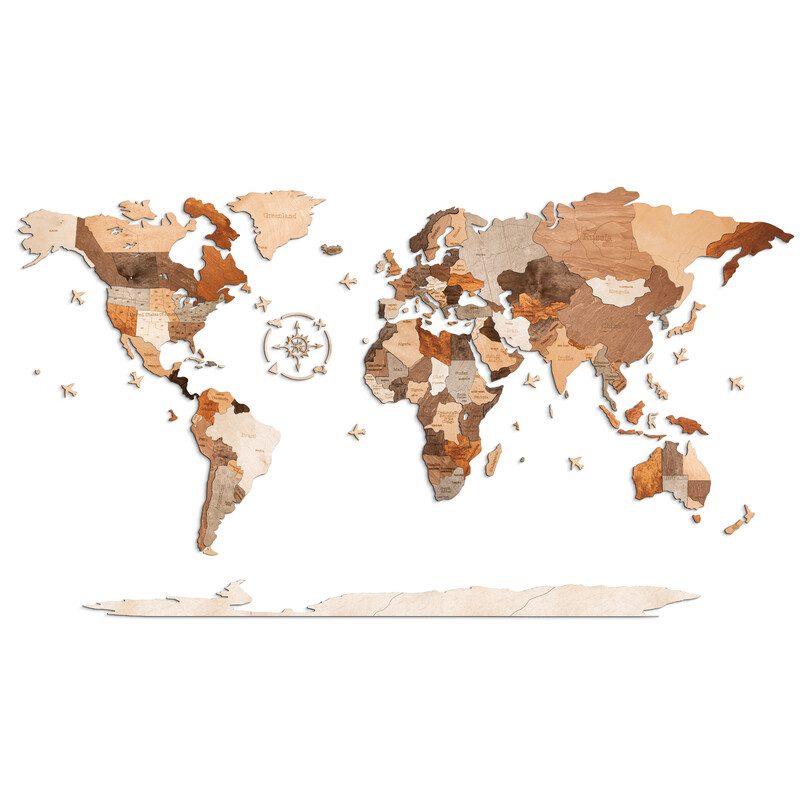 Abraham Wood Decor Mappa del Mondo Puzzle di legno (200 x 110 cm)