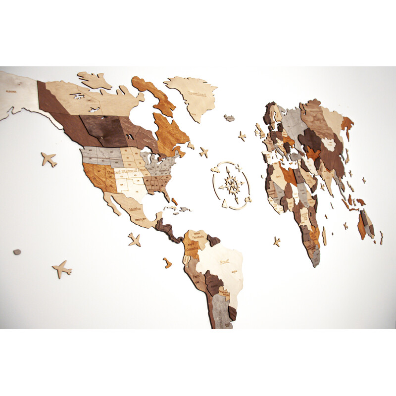 Abraham Wood Decor Mappa del Mondo Puzzle aus Holz (200 x 110 cm)