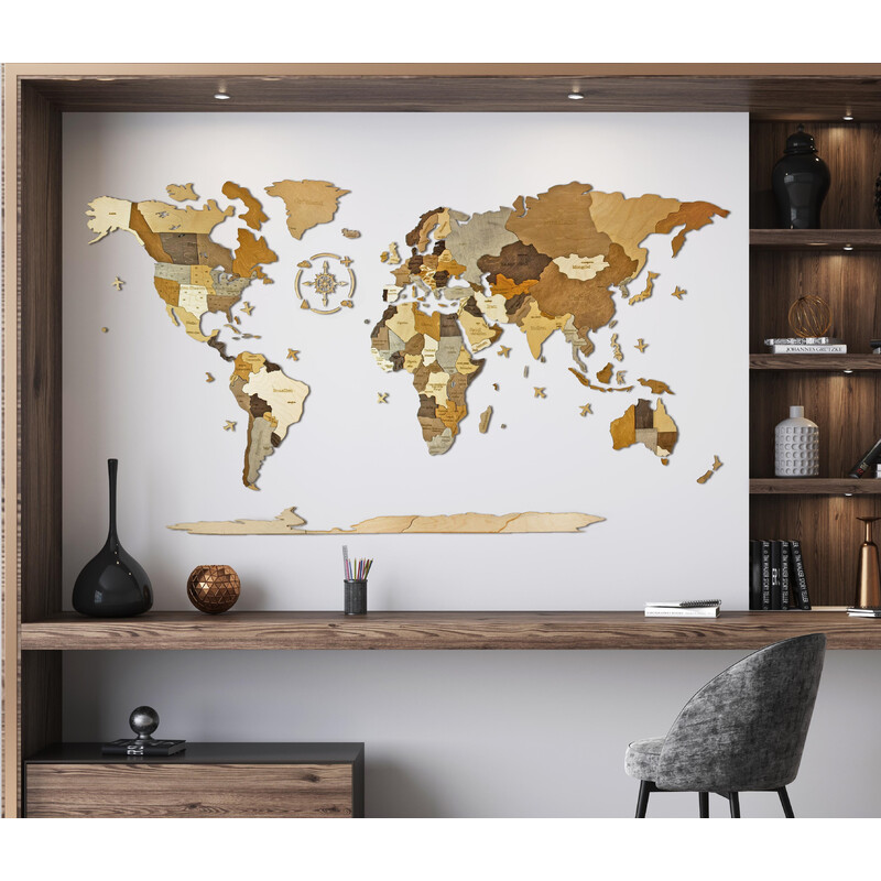 Abraham Wood Decor Mappa del Mondo Puzzle di legno (200 x 110 cm)