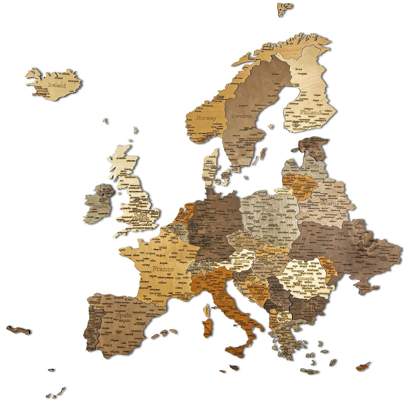 Abraham Wood Decor Carta continentale Puzzle dell'Europa di legno (110x108cm)