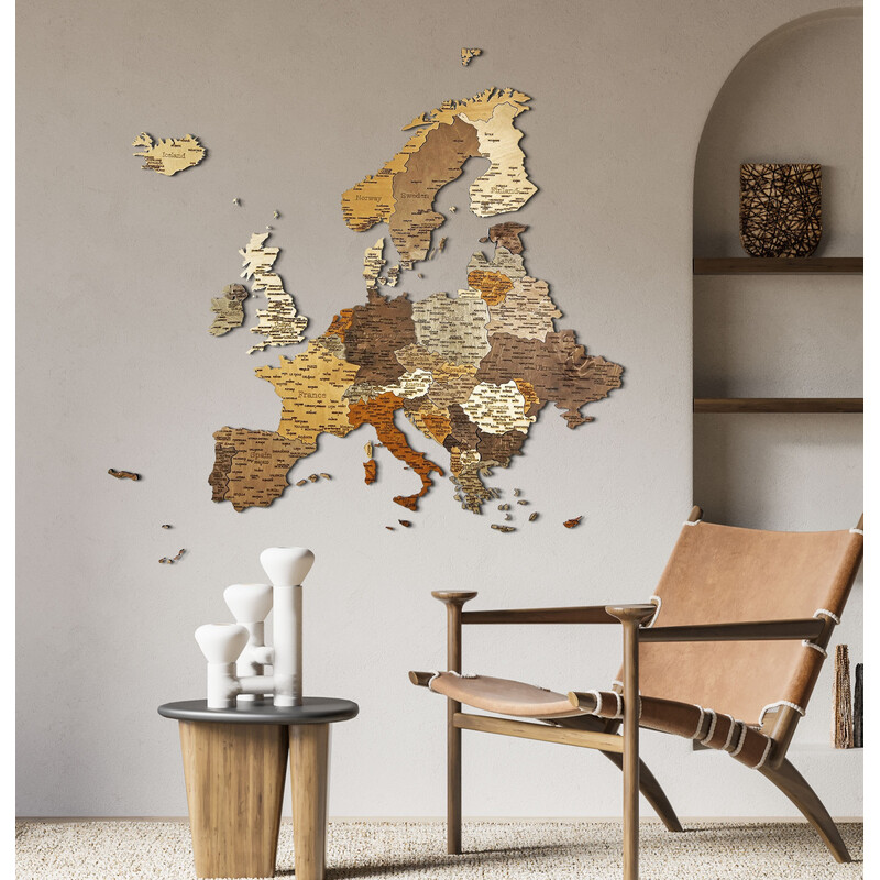 Abraham Wood Decor Carta continentale Puzzle dell'Europa di legno (110x108cm)
