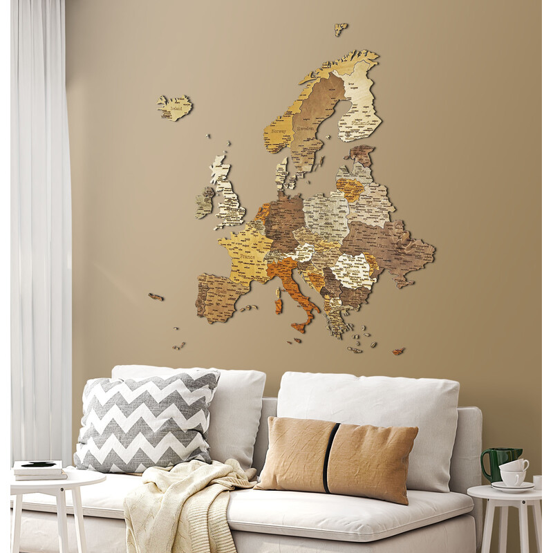 Abraham Wood Decor Carta continentale Puzzle dell'Europa di legno (110x108cm)
