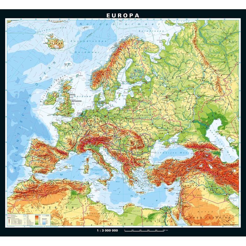 PONS Carta continentale Europa fisica (208 x 189 cm)