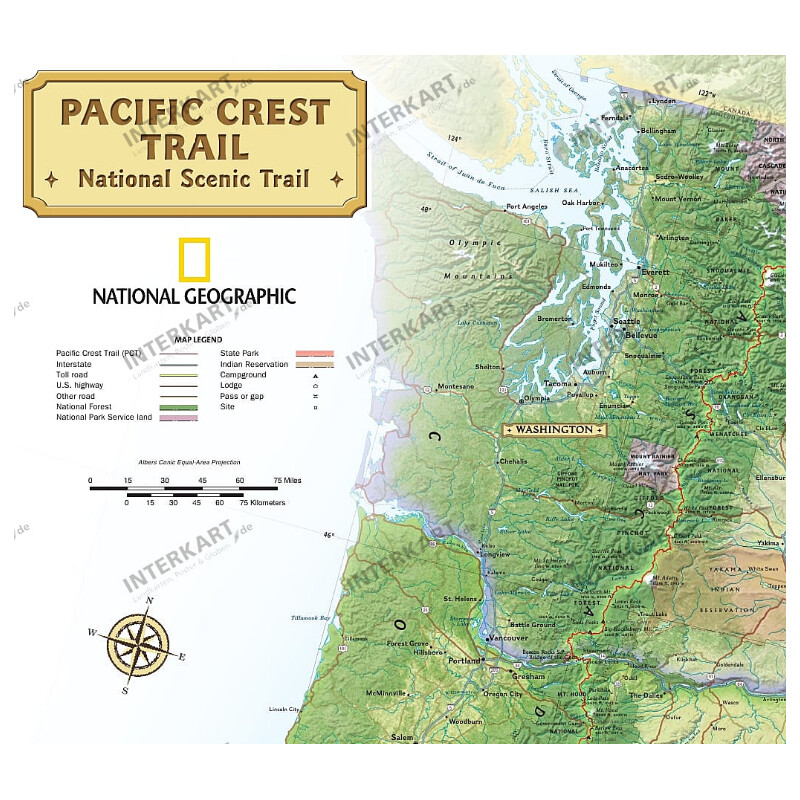 National Geographic Mappa Regionale Pacific Crest Trail (46 x 122 cm)