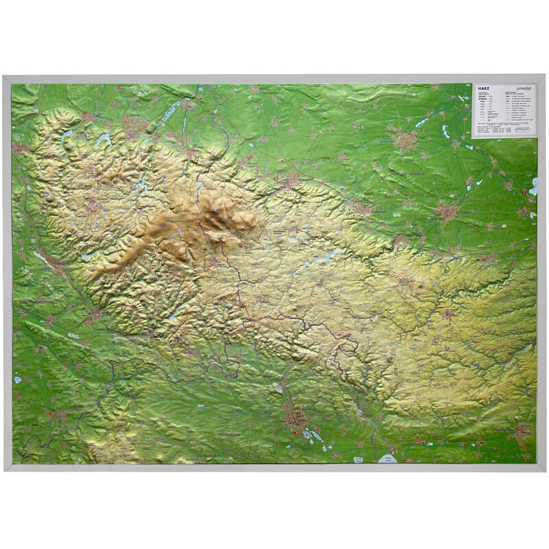 Georelief Mappa in rilievo 3D dell'Harz (77 x 57 cm)