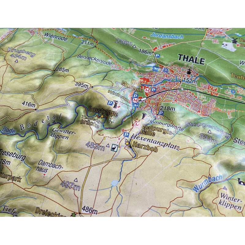 Georelief Mappa in rilievo 3D dell'Harz (77 x 57 cm)