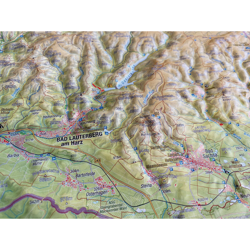 Georelief Mappa in rilievo 3D dell'Harz (77 x 57 cm)