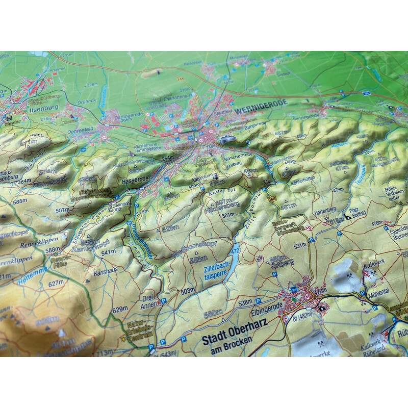 Georelief Mappa in rilievo 3D dell'Harz (77 x 57 cm)