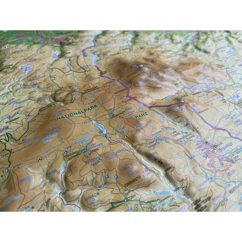 Georelief Mappa in rilievo 3D dell'Harz (77 x 57 cm)