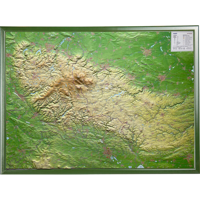 Georelief Mappa in rilievo 3D dell'Harz (77 x 57 cm)
