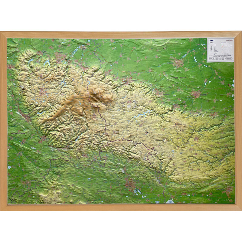 Georelief Mappa in rilievo 3D dell'Harz (77 x 57 cm)