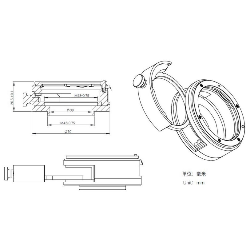 ZWO Canon EOS / T2 con attacco per filtri da 2"