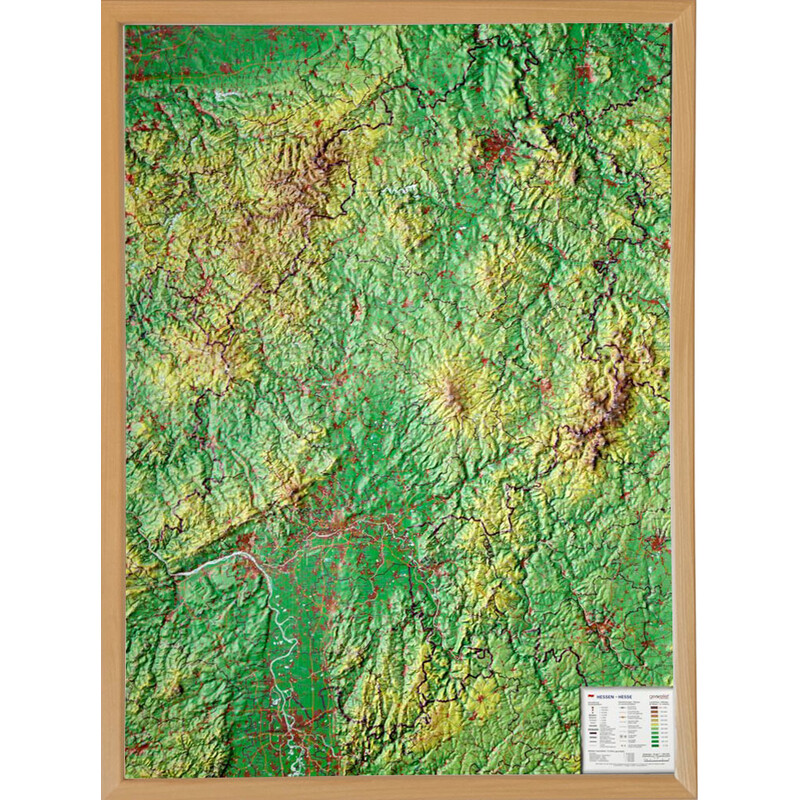 Georelief Mappa Regionale Assia, carta in rilievo grande (in tedesco)
