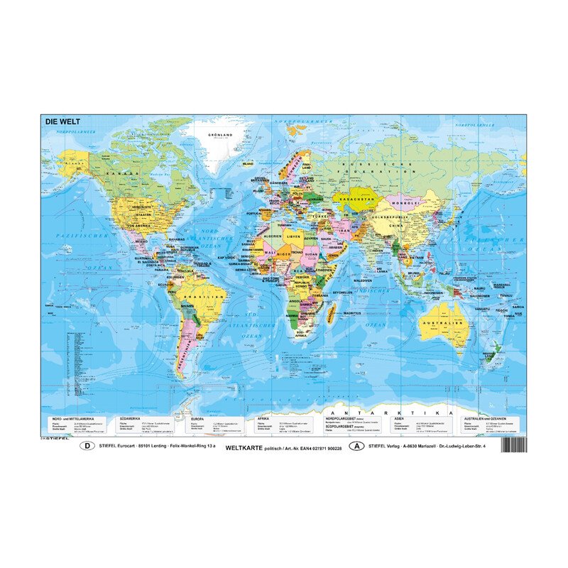 Stiefel Mappa del Mondo politica (59,4 x 42 cm) DIN A2