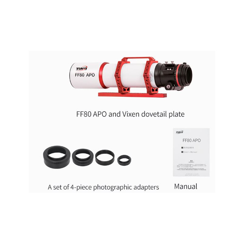 ZWO Rifrattore Apocromatico AP 80/600 FF80