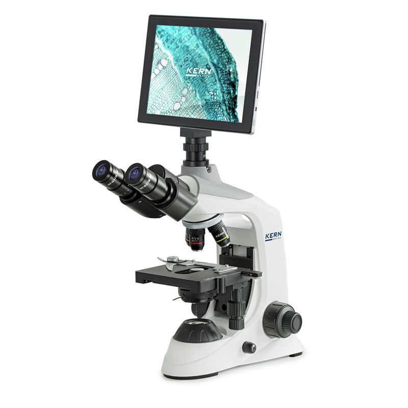Kern Microscopio Set per microscopia digitale, OBE 124T241, HF, digitale, condensatore di Abbe 1,25, fisso, USB 2.0, 40-400x, Dl, 3W LED, 5 MP, Tablet