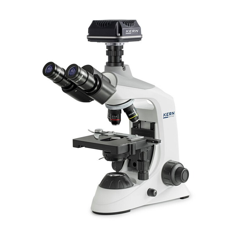 Kern Microscopio Set di microscopi digitali, OBE 134C825, HF, digitale, condensatore di Abbe 1,25, fisso, USB 2.0, 40x-1000x, DIN, Dl, 3W LED, 5,1 MP