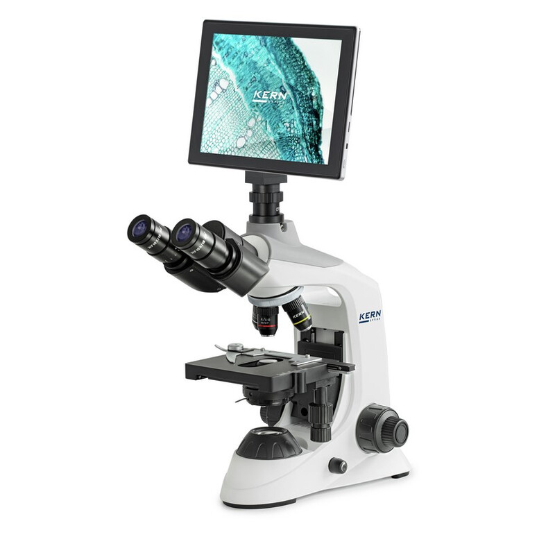 Kern Microscopio Set microscopi digitali, OBE 134T241, digitale, 1,25 Condensatore di Abbe, fisso, USB 2.0, 40-1000x, 3W LED, 5 MP, Tablet
