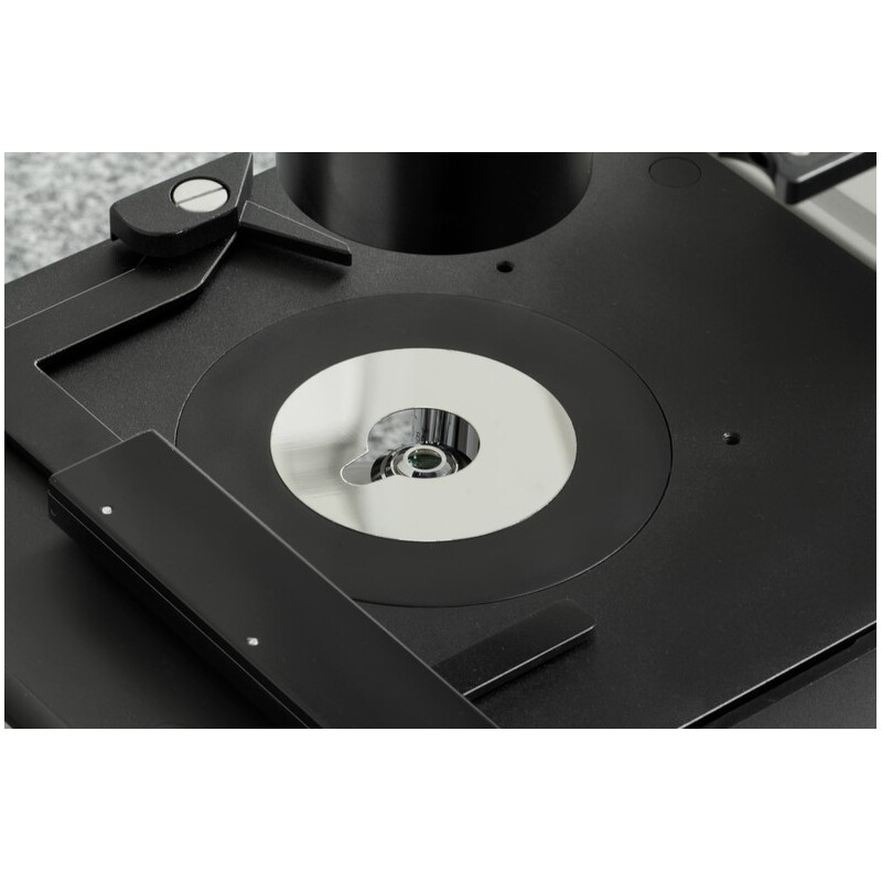 Kern Microscopio invertito OCM 166, FL, PH, trino, inverso, condensatore Abbe N.A. 0,3 fisso, 10x-40x, LED 30W, Al, 100W HBO, Dl