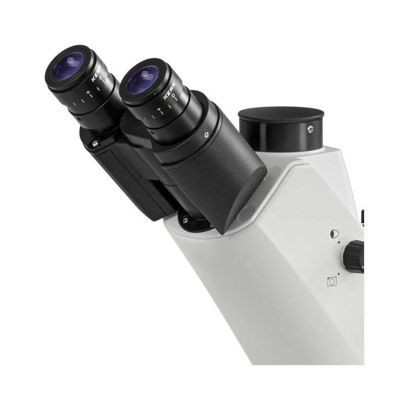 Kern Microscopio invertito OCM 166, FL, PH, trino, inverso, condensatore Abbe N.A. 0,3 fisso, 10x-40x, LED 30W, Al, 100W HBO, Dl