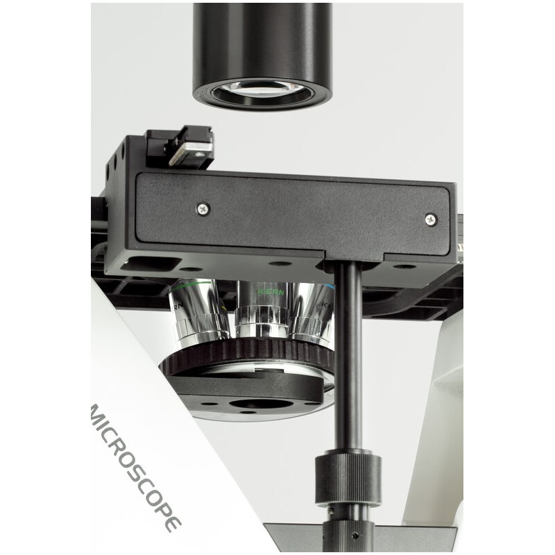 Kern Microscopio invertito OCM 167, FL, PH, trino, Condensatore fisso Abbe N.A. 0,3, 10x-40x, Al, Dl, LED 5W
